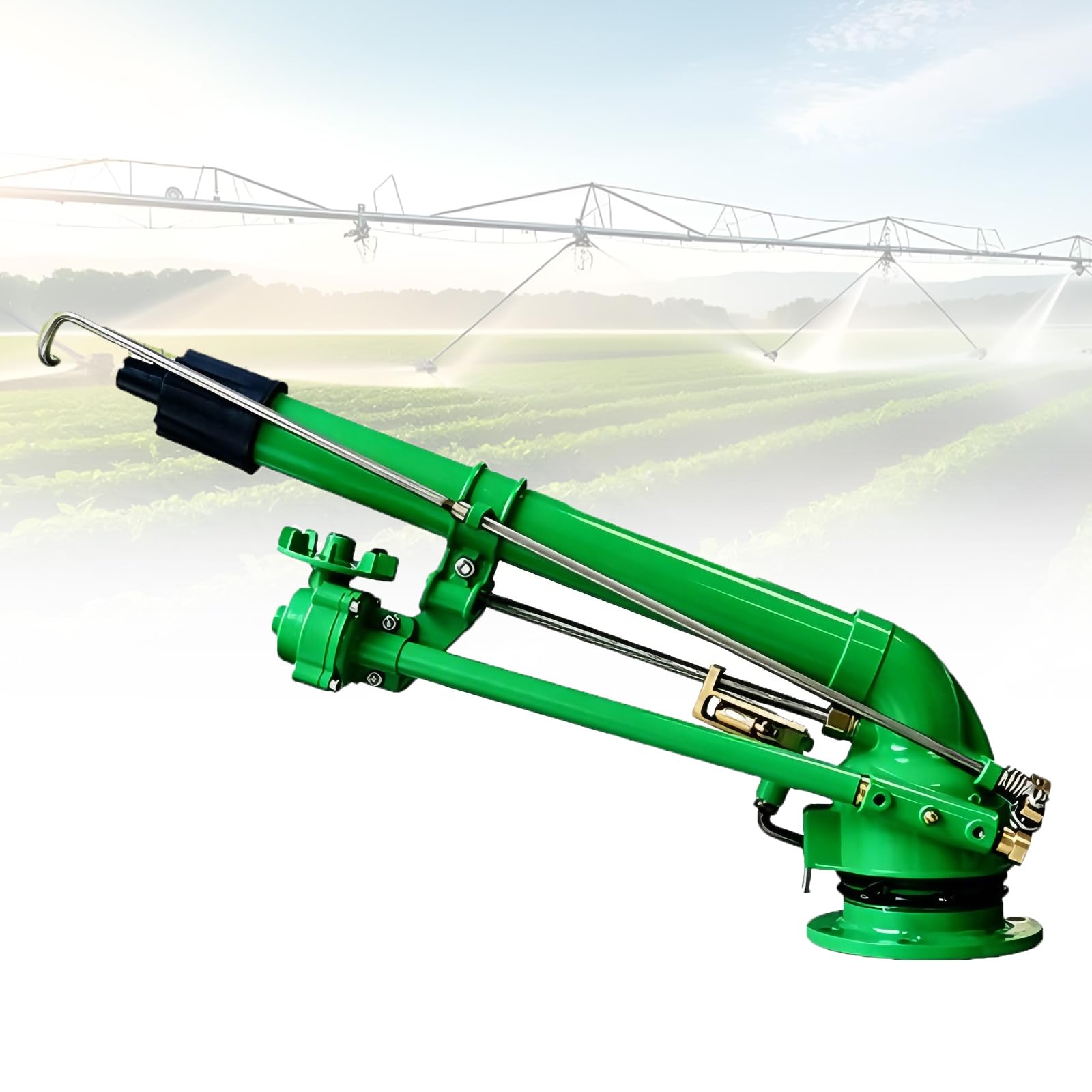 COYEUX 2 Inch Turbine Vortex Rod Impulse Sprinkler, Adjustable Long Range Water Sprayer with 4 Nozzles, for Agricultural Irrigation, Farm Orchard Lawn Dust Removal