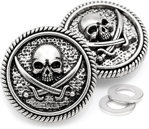 CRAFTMEMORE 2pcs 1.181 in Concho Pirata Cráneo Tornillo Atrás Moneda Cuero Artesanía Ornamento CHS26