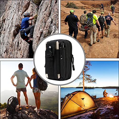 flintronic Taktische Hüfttaschen, Militär Kompakt Gürteltasche Multifunktional Bauchtasche Tasche Beutel für Camping Wandern Radfahren Klettern und Reisen Mit Karabiner, Schwarz