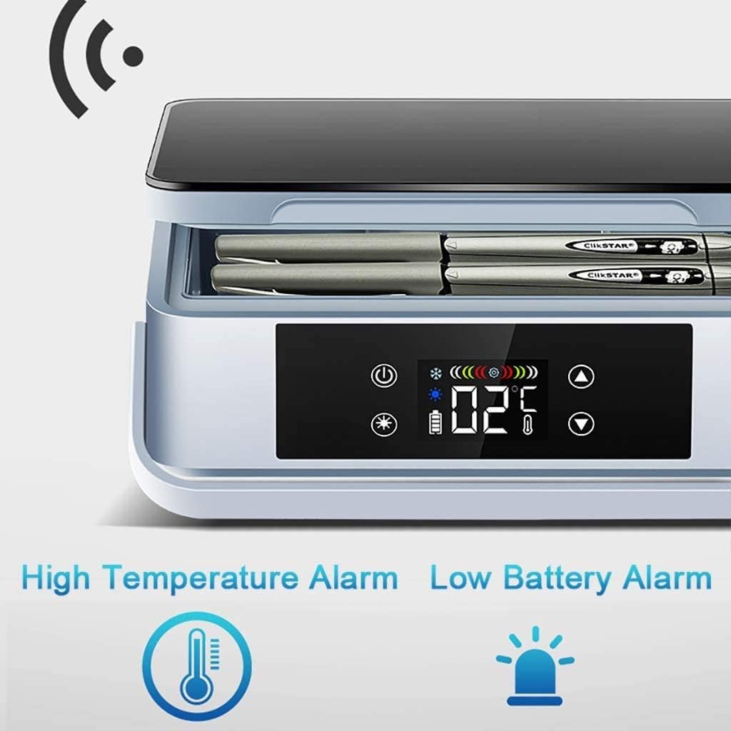 Portable Refrigerator Box Case Mini Insulin Cooler LED Display Medicine Fridge Drug Reefer 2-8°C for Travel Eye Drops Interferon Drug Storagewhite-One Battery