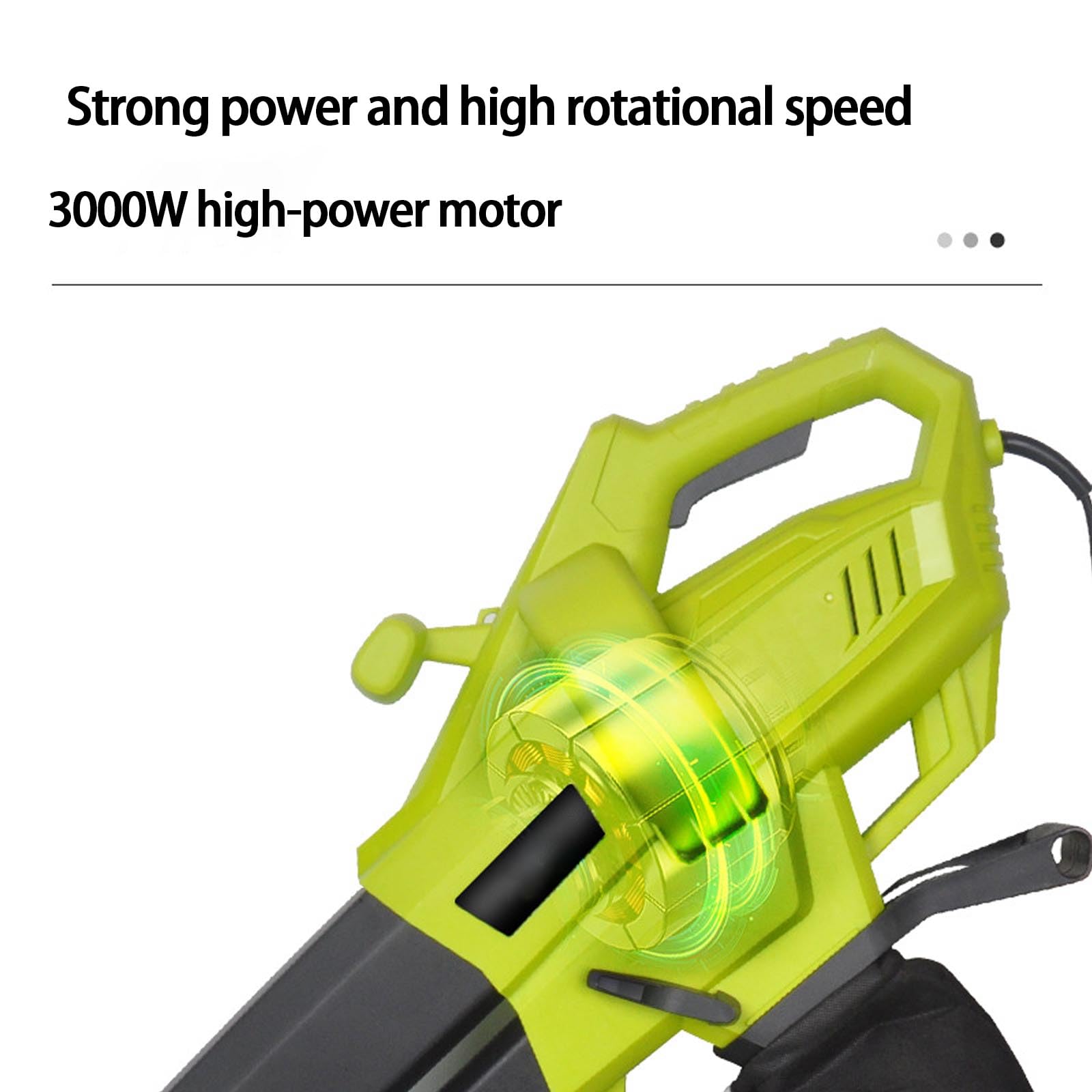 Soffiatore elettrico per foglie, 3000 W, strumento da giardino leggero con modalità di soffiaggio e aspirazione rapide per una cura efficiente del prato e manutenzione del cortile