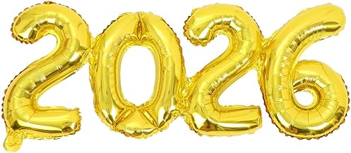 Ciieeo 2026 Large Number Balloons Gold Foil Balloon 96.7cm for Party Decoration Theme Party School Event Table Centerpiece Photo Shoot