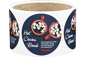 Holiday Hot Cocoa Bomb Instruction Stickers | 50 Total Stickers (2 Inch Round Labels)