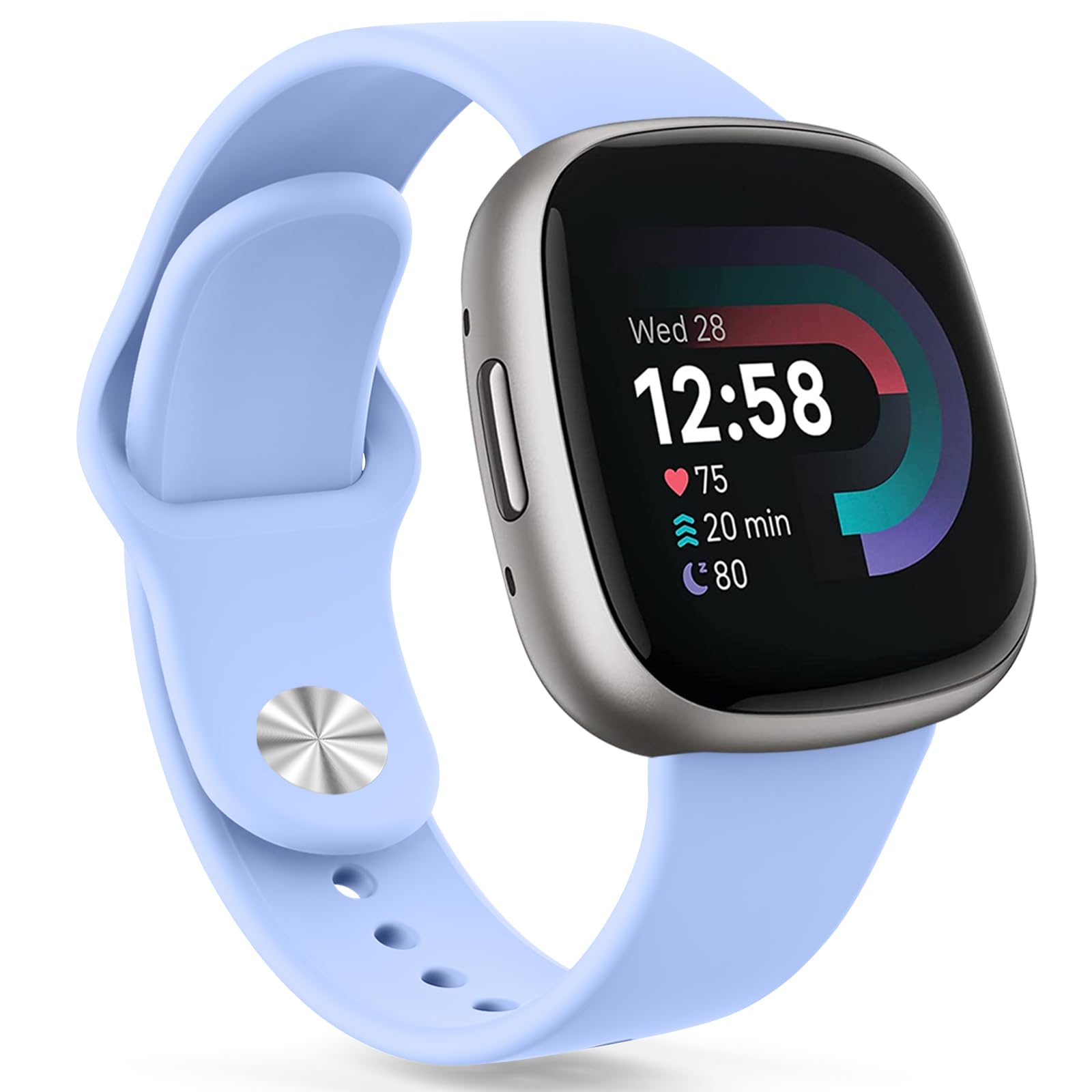 Oumida Silicone Sport Replacement Strap for Fitbit Versa 3/4, Sense/Sense 2 - Wristband for Women and Men, Mint Blue