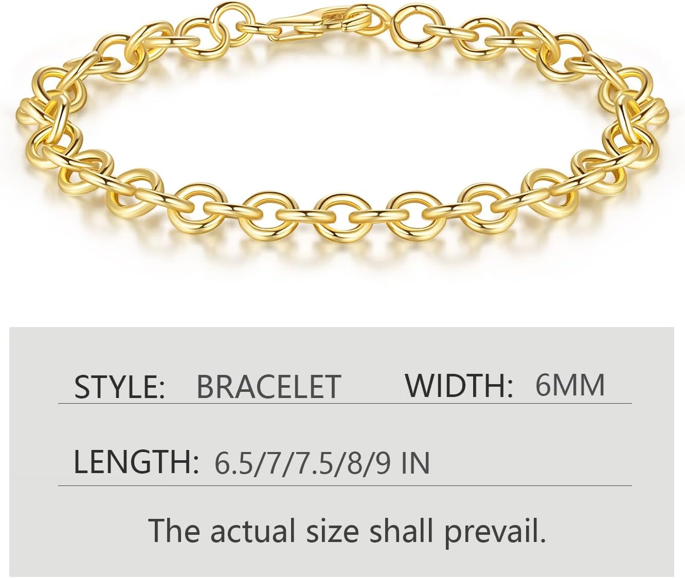 14K Gold Plated Bracelets for Womens Bracelet for Men Stylish O-Shaped Cuban Link Gold Chain Bracelets for Women Trendy Stackable 6.5-9in - Image 6