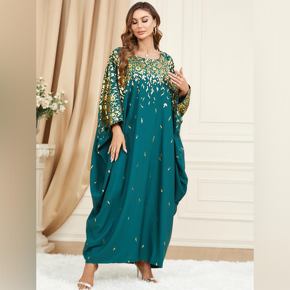FYMNSI Kimono surdimensionné pour femme - Caftan - Grande taille - Robe de plage élégante - Longue couverture bikini - Poncho de plage musulman - Robe arabe