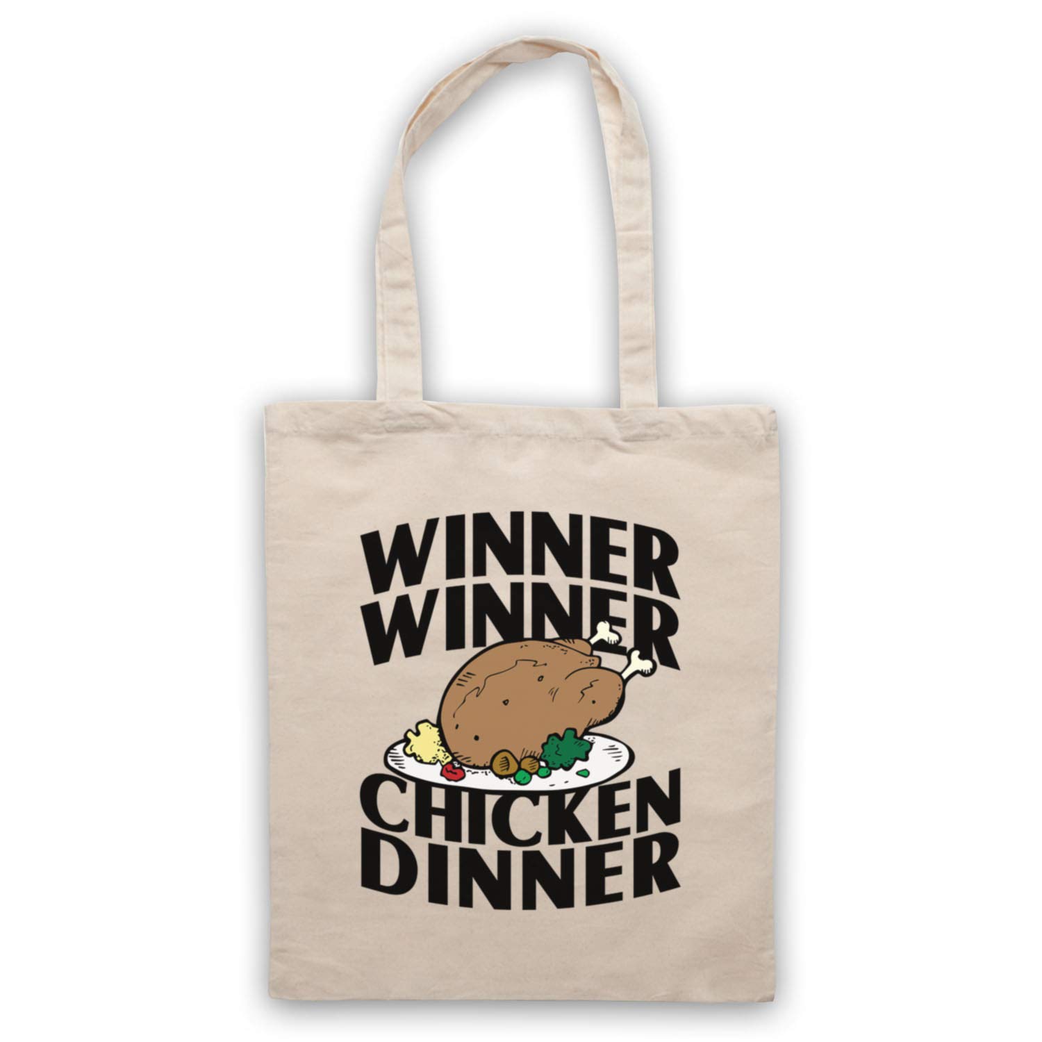 My Icon Art & Clothing Winner Winner Chicken Dinner Funny Iconic Slogan Tote Bag, Natural