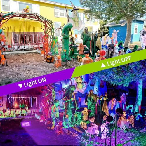 Image of 50W LED Black Lights with Switch+Plug, IP66 Waterproof, 8 Pack | Blacklight Flood Light for Halloween, Neon Glow Party Supply, Bedroom, Fluorescent Poster, Body Paint, Outdoor