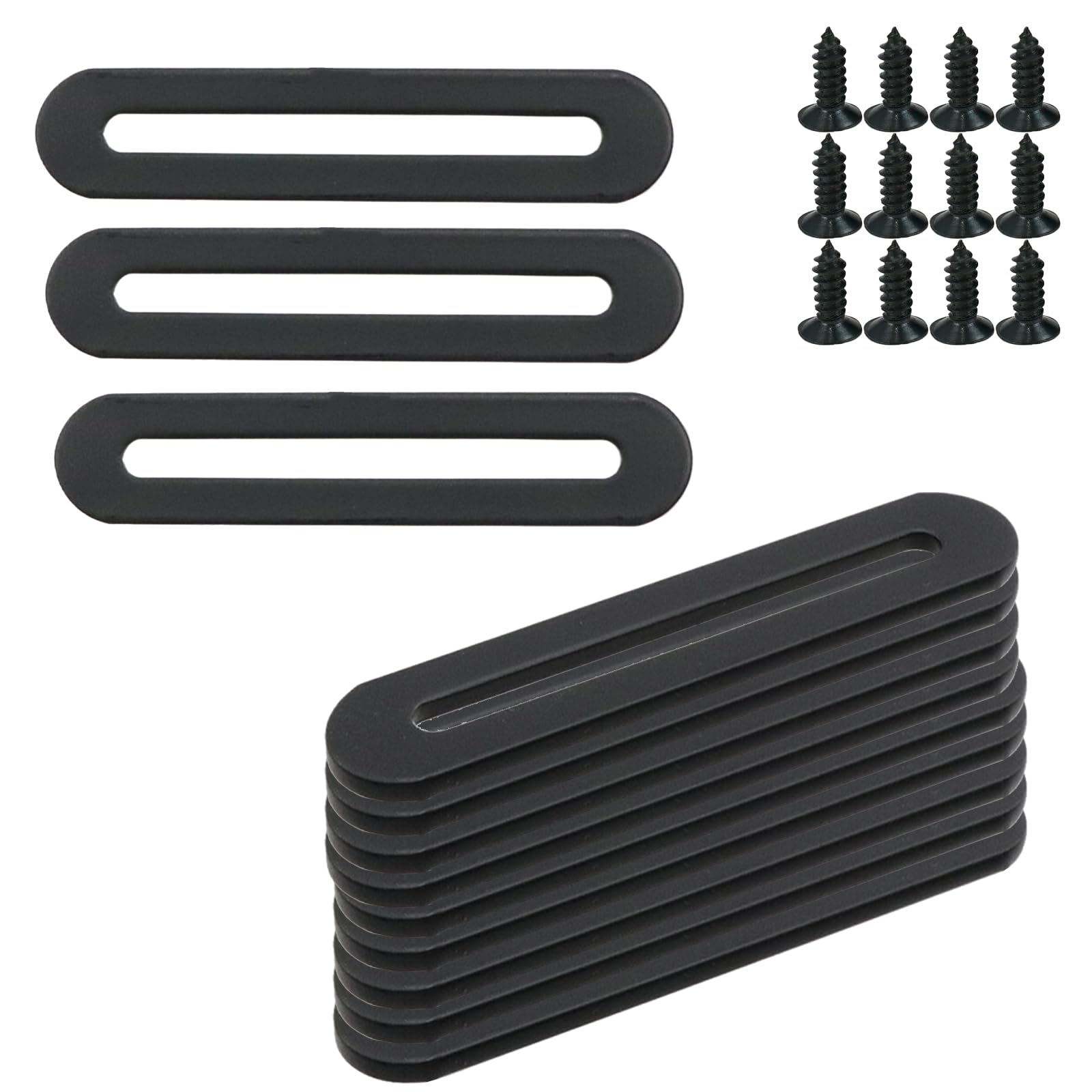 Bitray14 Pcs Black Stainless Steel Bracket,Straight Brace Brackets Flat Brace 90mmx19mm Shelf Supports for Bed Frame,Wooden Furniture, 3mm Thickness