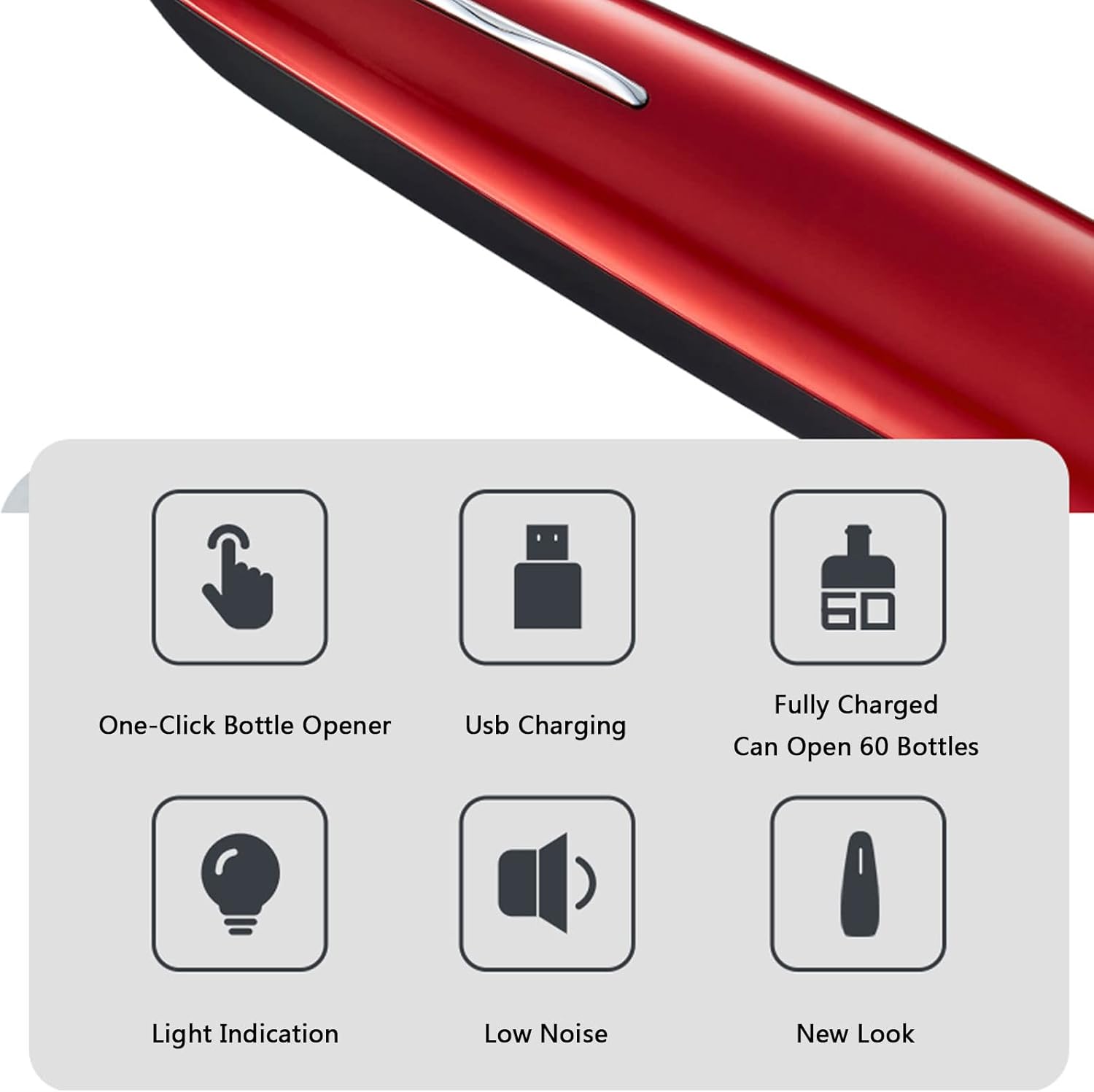 Electric Wine Bottle Opener, Rechargeable Automatic Cordless Wine Corkscrew, with USB Charging Line, Wine Pourer for Wine Lover, Professional Wine Bottle Opener for Home Restaurant,Silver