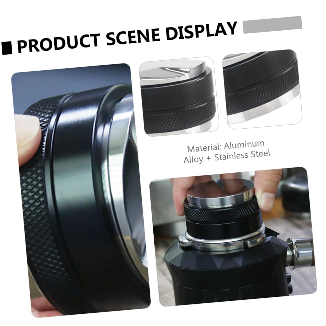 IMIKEYA Schwarzer Dosiertrichter aus Aluminiumlegierung und Edelstahl für Espresso 58mm mit Drehfunktion Professionelles Kaffeezubehör