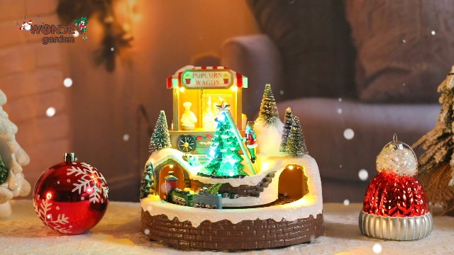 Amazon.com: WONDER GARDEN Christmas Village Houses Popcorn Wagon