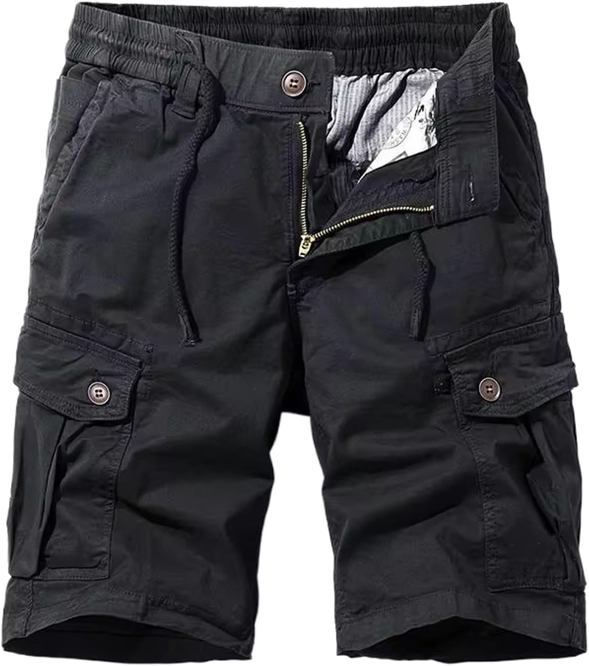 Summer Men Cargo Cotton Shorts Mens Elastic Waist Casual Jogger Multi Pocket Shorts