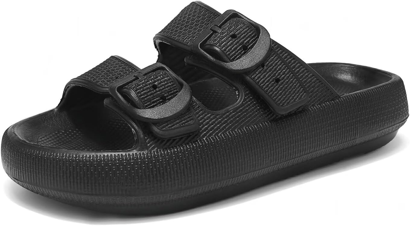 Cloud Slide Sandals for Women Comfort Recovery Pillow Sandal, Lightweight House Bathroom Shower Slippers Adjustable Double Buckle Platform Slide