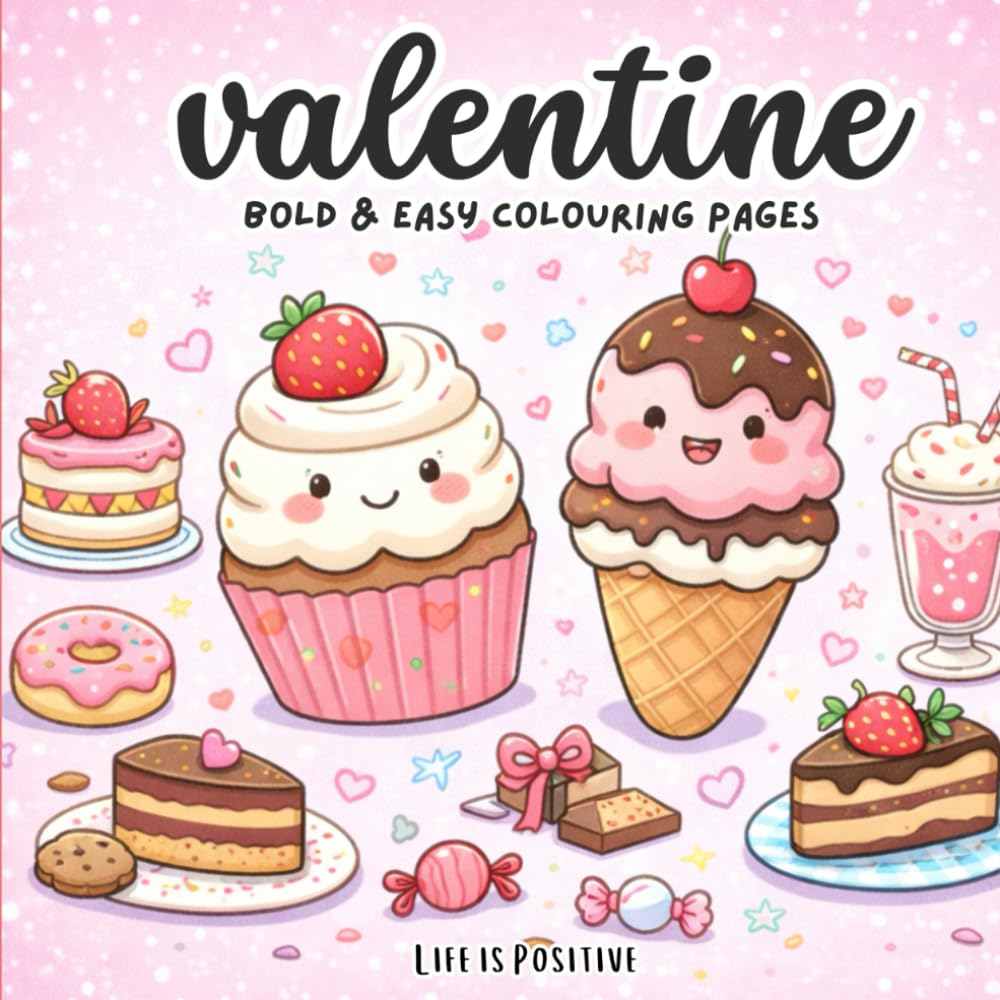 Valentine’s Day Coloring Book: Cute Hearts, Sweets, And Love-themed Designs (Bold & Easy Coloring)