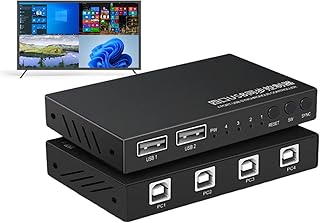USB Switcher, Keyboard Mouse Controller, Synchronization Controller USB2.0 up to 12Mbps 4 Ports for Windows/Linux/Android/MAC, Synchronization Switching Controller