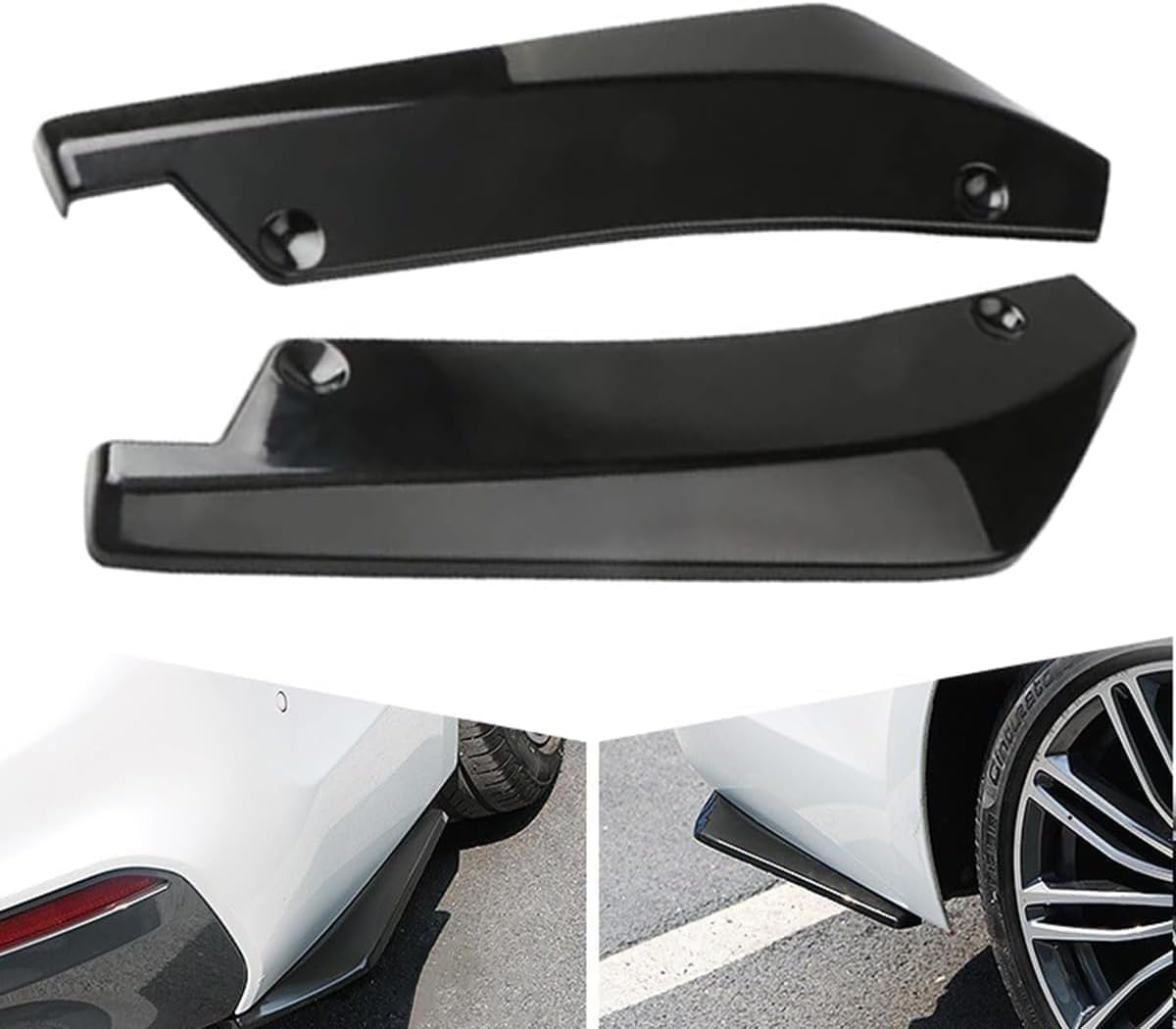 ZanLIn Car Rear Bumper Lip Diffuser Corner Protection Plate for Land Rover Discovery Sport L550, Guard Corner Protection Cover Bumper Lip Side Skirt Lip,Black/A