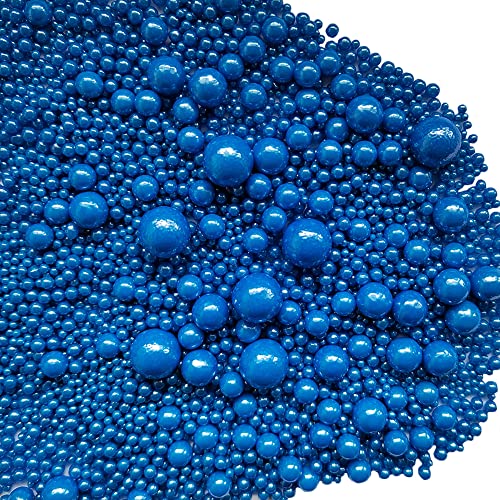 Image of Edible Royal Blue Sugar Pearls Candy Sprinkles 120G / 4.23Ounce Baking Cake Sprinkles Cupcake and Cake Topper Cookie Decorations Wedding Party Valentines Halloween Christmas Supplies
