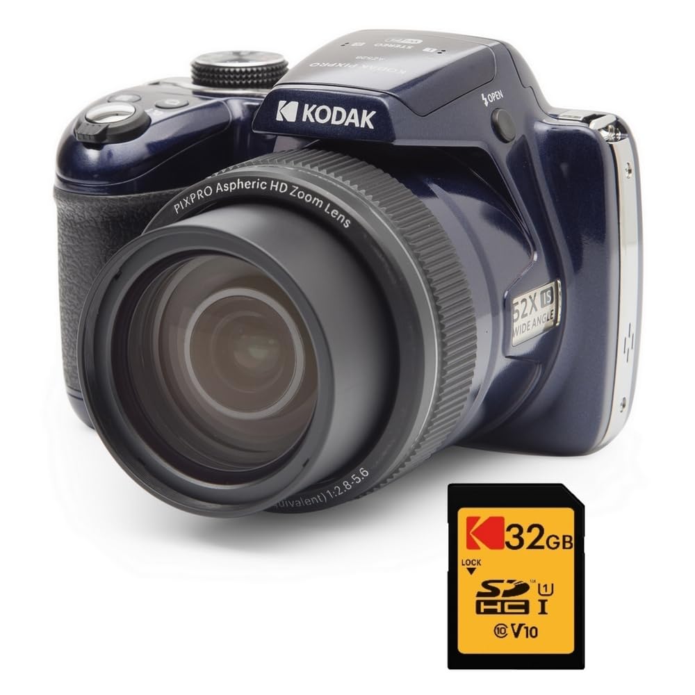 KODAK Pixpro AZ528 + karta pamięci SD 32 GB - aparat mostkowy 16 MP, zoom 52X, Full HD, 85 MB/s odtwarzanie, 25 MB/s zapisywanie - Night Blue