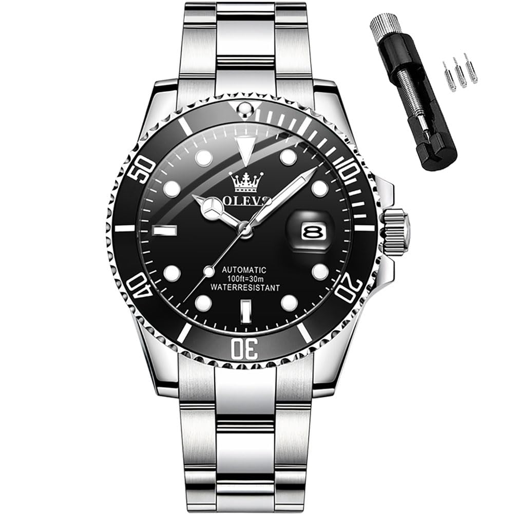 OLEVS Men Automatic Mechanical Watches Self Winding Luxury Stainless Steel Men Watch No Battery (B09PHJ75WC) Amazon Price History, Amazon Price Tracker
