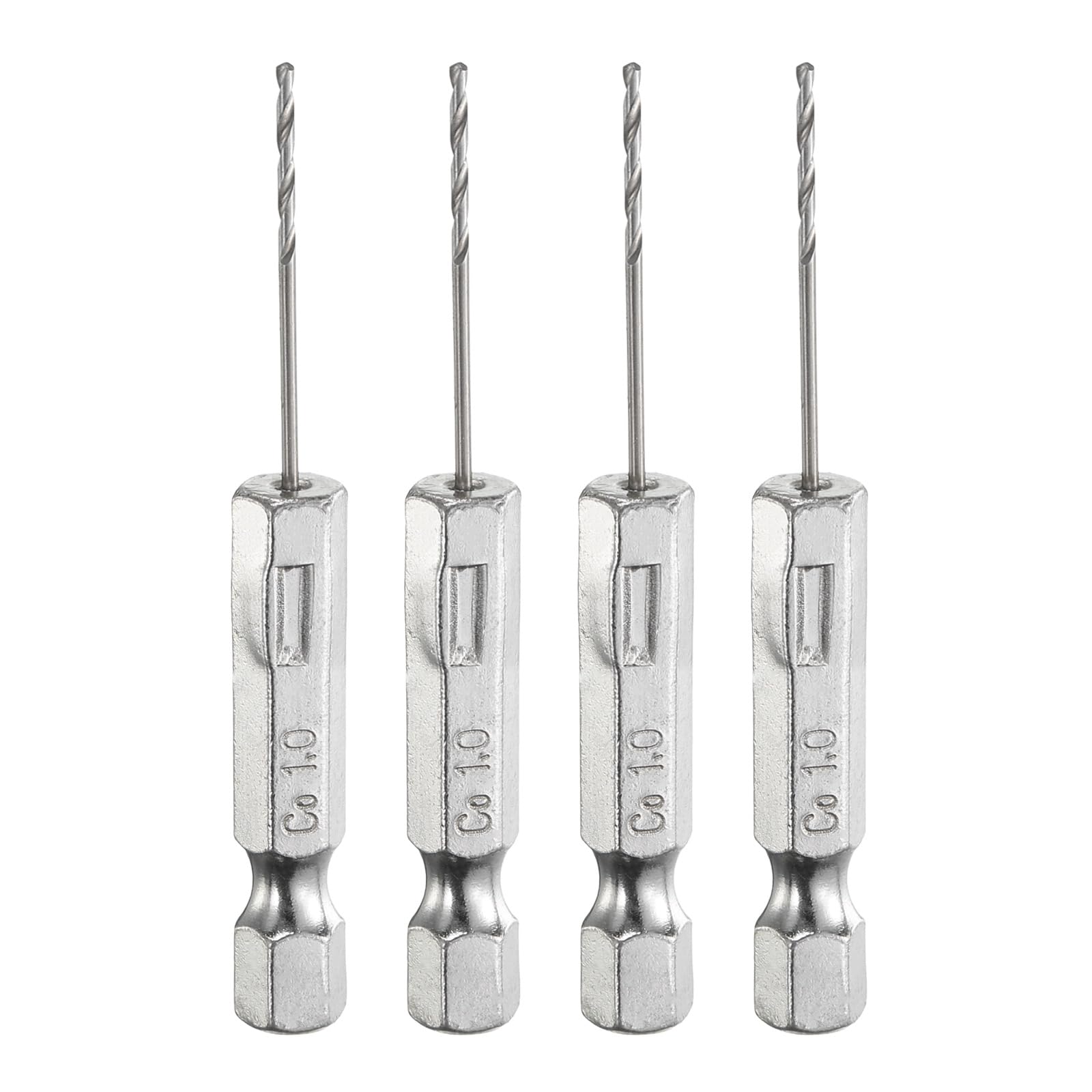 HARFINGTON 4 brocas helicoidales M35 de acero de alta velocidad de cobalto de 1 mm de diámetro con cambio rápido de vástago hexagonal de 1/4 pulgadas para metal, acero, cobre, aluminio, aleación de