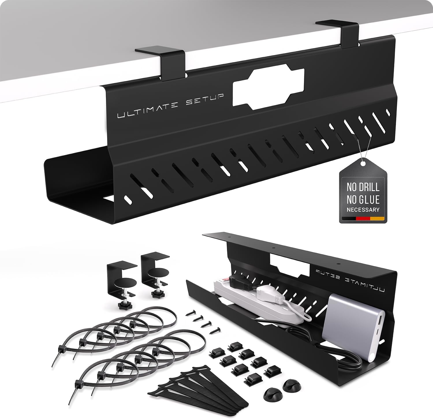FlexRack Under Desk Cable Organizer with Sliding Tray