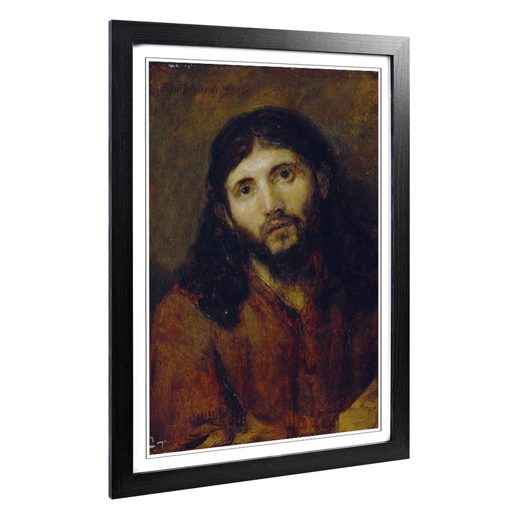 Big Box Art Framed Print of Rembrandt Christ Design | Wall Art Picture | Home Decor for Kitchen, Living, Dining Room, Lounge, Bedroom, Hallway, Office, Black, A2 / 24.5x18 Inch / 62x45cm