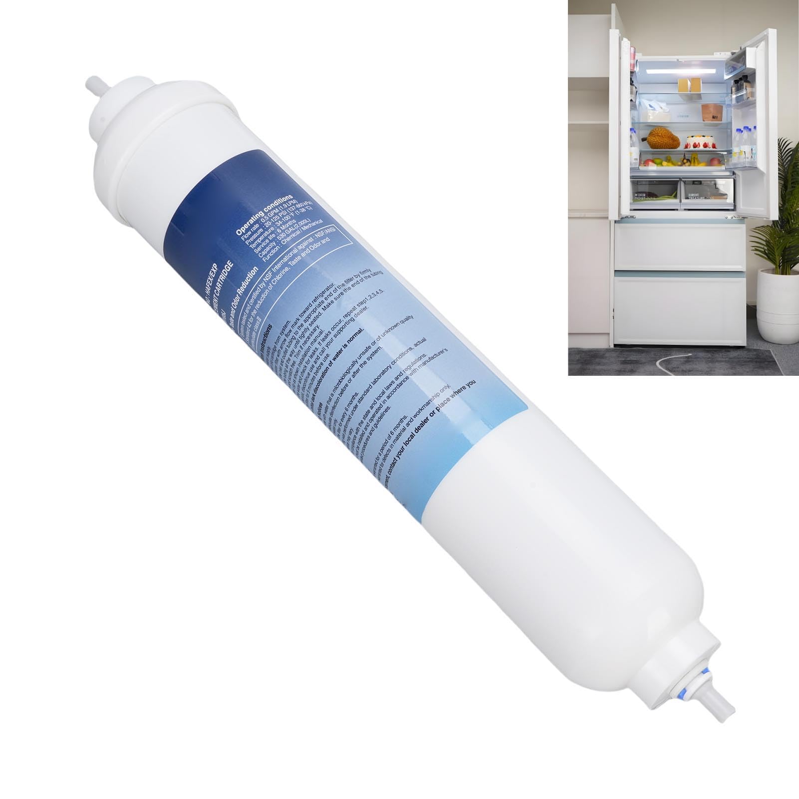 SEAFRONT Filtro de Agua para Frigorífico, Repuesto de Filtro de Agua para Refrigerador, Suministros de Cocina con 2 Accesorios para Fijación