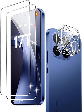 Lens Protector Film 2 pieces and Tempered Glass Film 2 pieces for Xiaomi 15T Pro 5G, Ultra Thin 0.3mm, 2.5D, 9H Hardness, Full Surface Protection, Anti-Fingerprint, Oil-Repellent, High