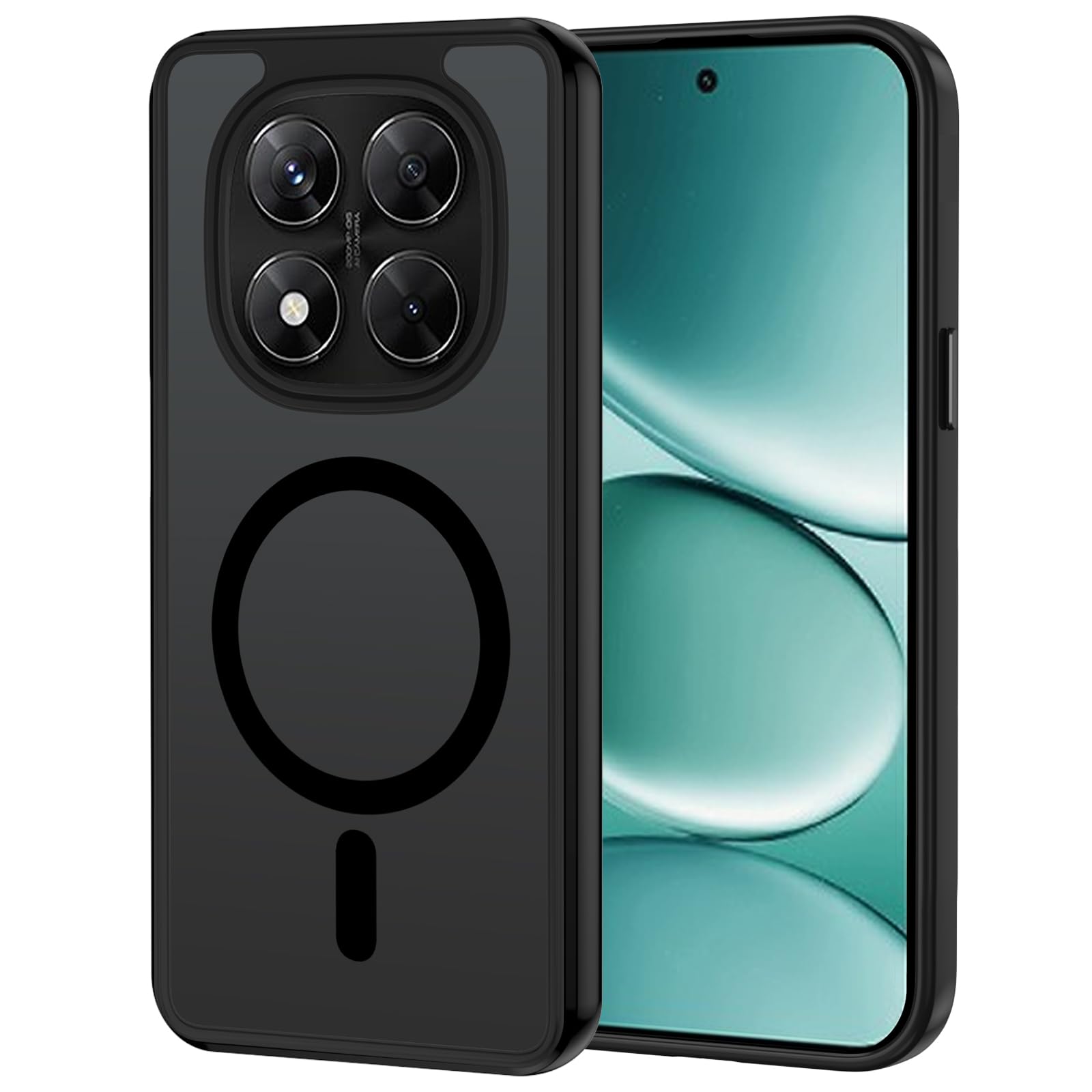 XTCASE für Xiaomi Redmi Note 15 Pro 5G Hülle Magnetisch kompatibel mit Magsafe, Matt Transluzente Handyhülle für Xiaomi Redmi Note 15 Pro 5G Kratzfeste PC Rückseite + TPU Bumper - Schwarz