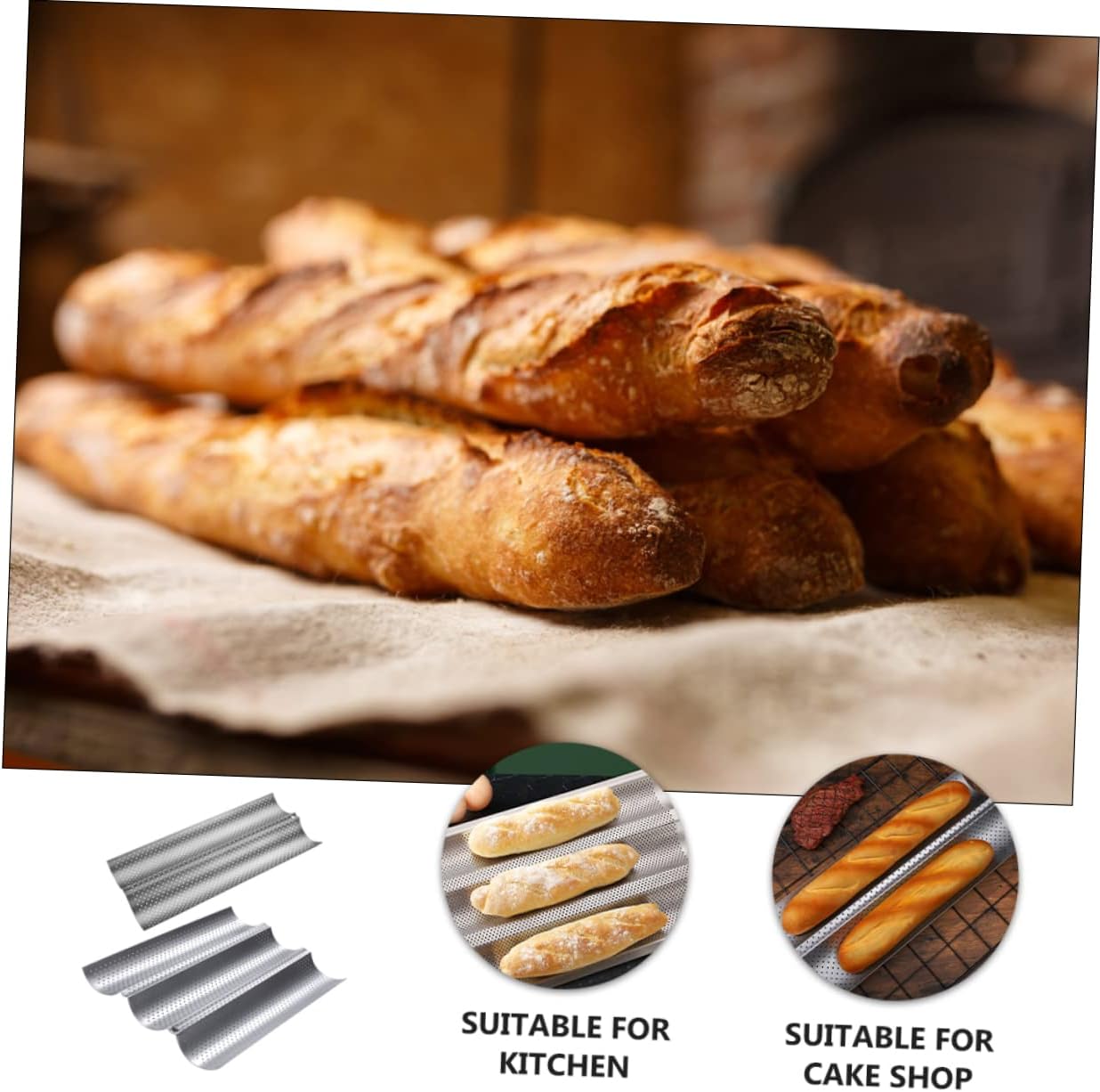 MAGICLULU Non Stick Baking Sheets Set 2pcs French Bread Pan Baking Mold French Bread Pan
