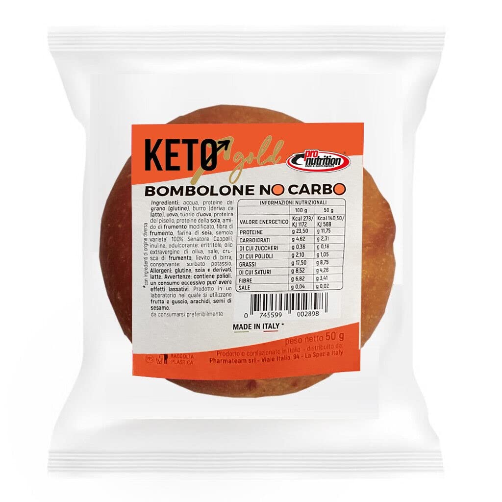Pronutrition BOMBOLONE KETO NOCARBO 50G - Bombolone keto, per dieta chetogenica, ricco di acidi grassi insaturi di origine vegetale e con solo 2 grammi di carboidrati a porzione (1)