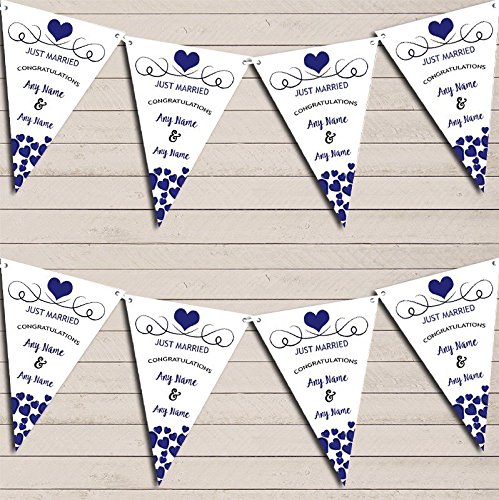 Hearts Party Decoration Just Married Navy Blue Wedding Day Bunting Party Banner