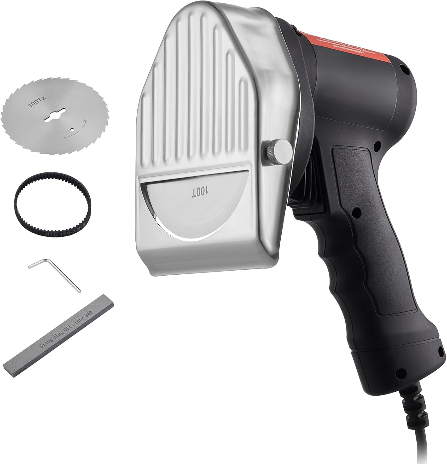 VEVOR Electric Shawarma Knife, 80W Professional Turkish Kebab Knife, Commercial Stainless Steel Gyro Cutter, Doner Kebab Meat Slicer with 2 Blades, Φ4/100mm Blade Diameter, 0-8mm Adjustable Thickness