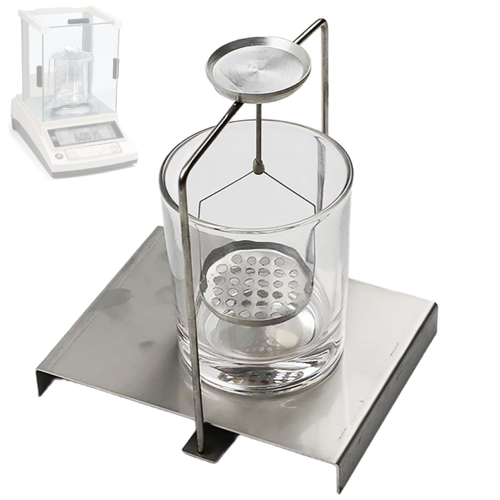 Kit de determinación de densidad, soporte de pesaje hidrostático, medición precisa de la densidad sólida y líquida, acero inoxidable y acrílico, para pruebas de laboratorio