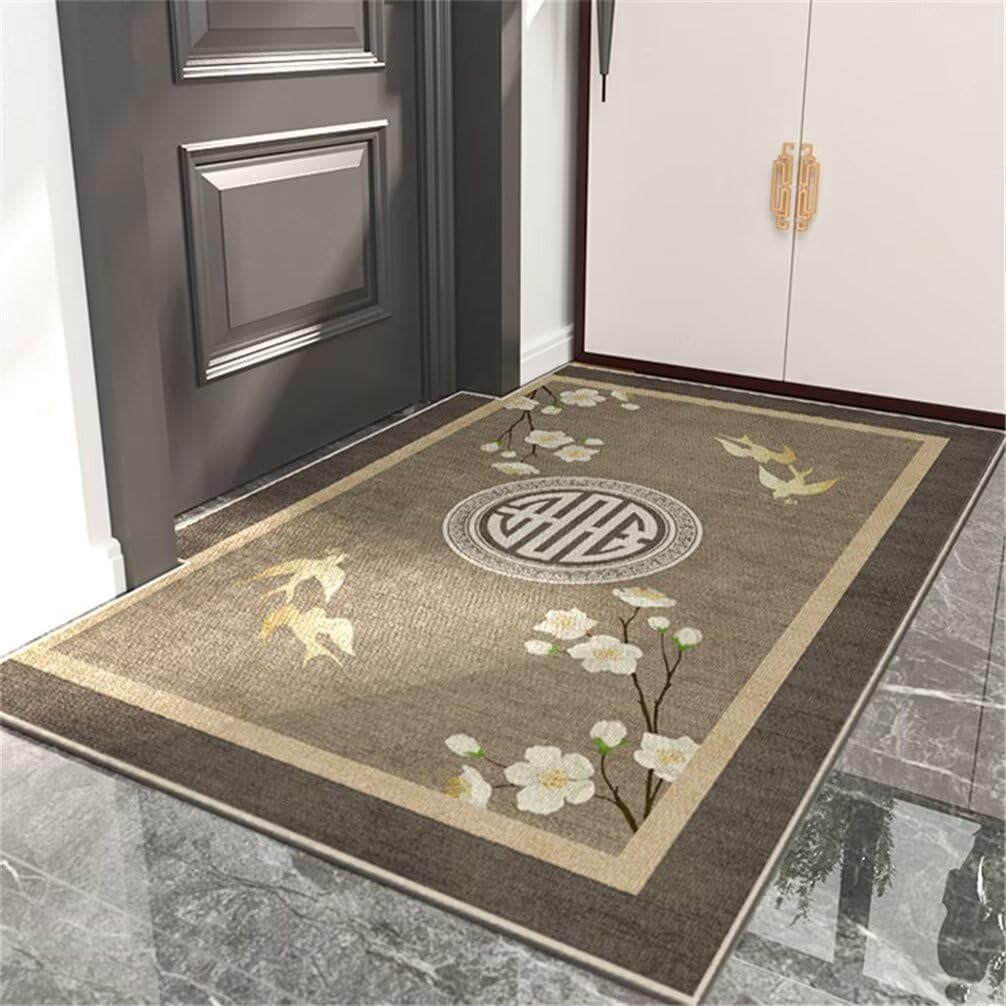 Tapis vert 80x150cm style floral classique pour le sol de la chambre ou du bureau