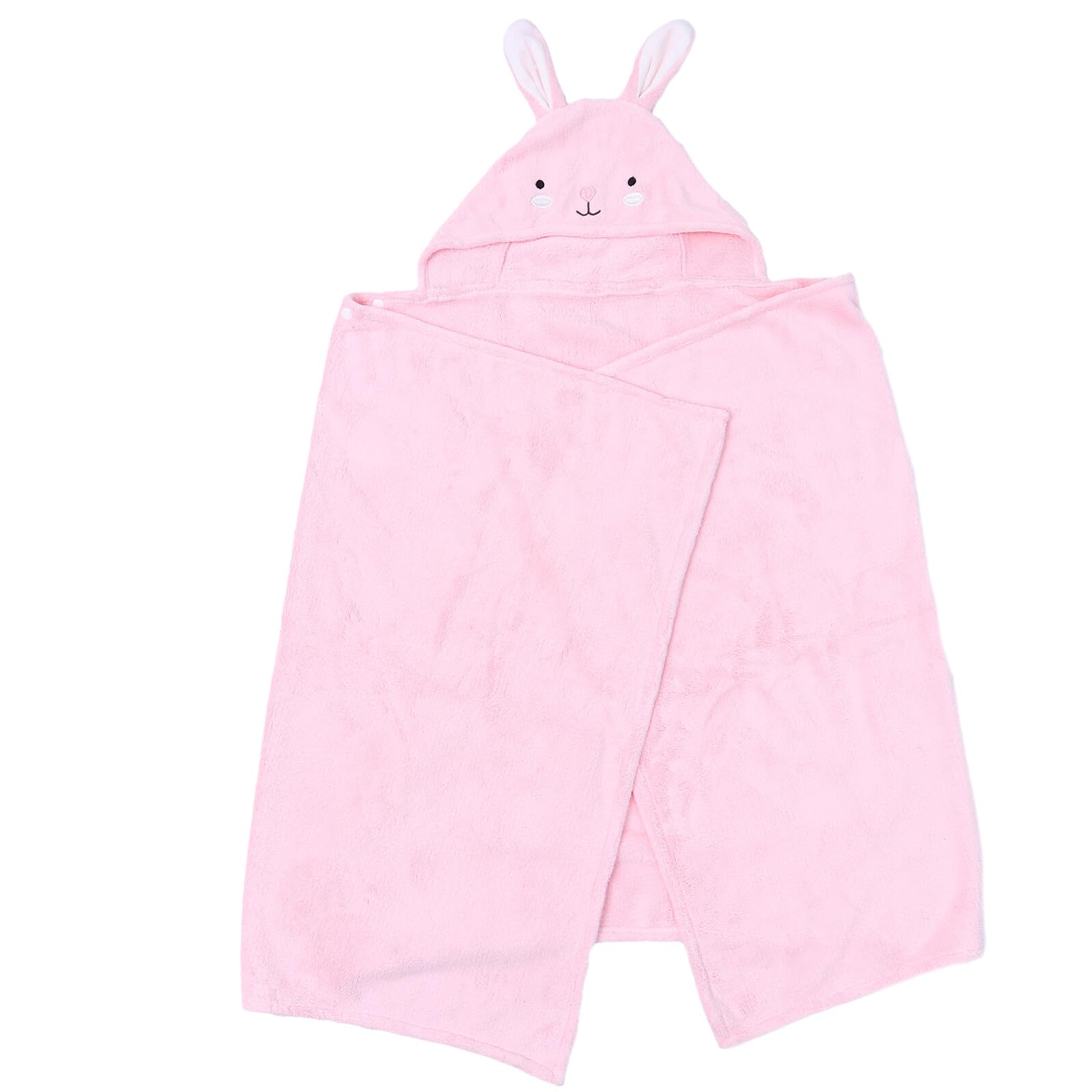GARVALON Kapuzenbadetuch mit Niedlichem Cartoon Design Atmungsaktiv Weich und Warm Saugfähiger Badeponcho für Mädchen und Jungen Pinker Hasen Motiv Bademantel