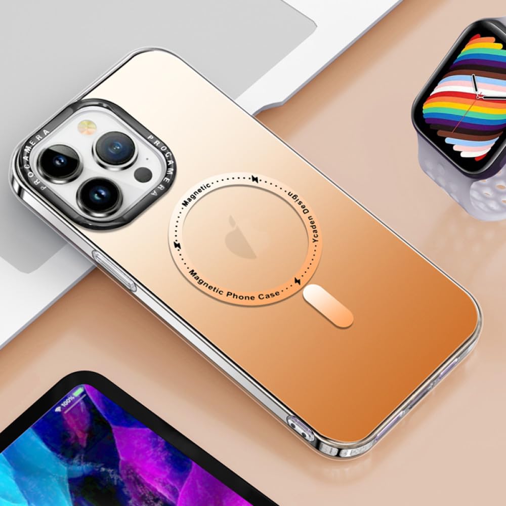Étui magnétique antichoc pour iPhone 14 Pro Max couleur orange