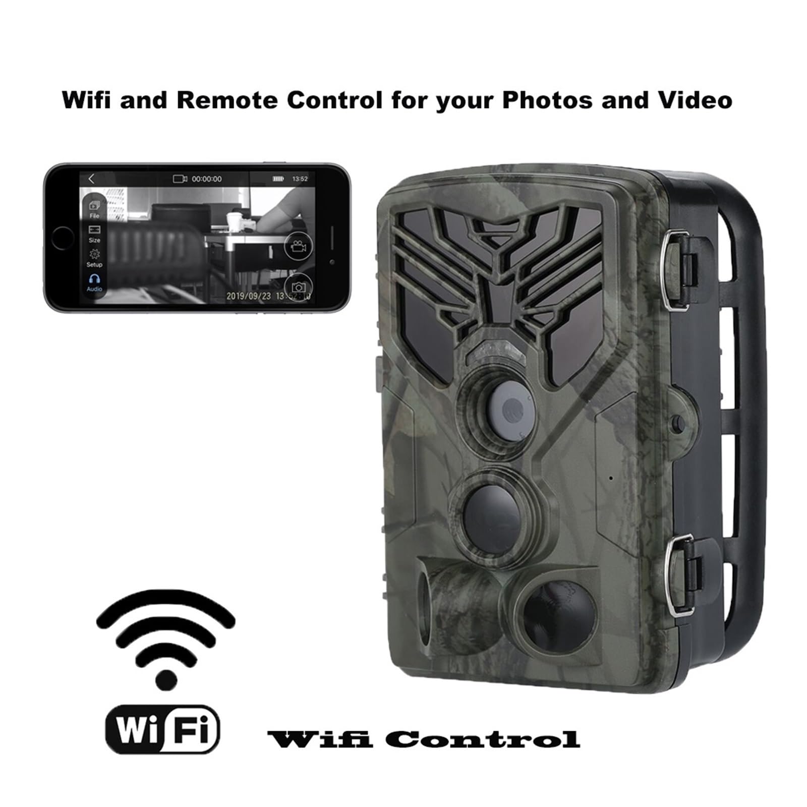 Cámara Vida Silvestre Cámara De Rastreo con Aplicación WiFi, Control por Bluetooth, Transmisión En Vivo, Cámaras Caza WIFI830, 24MP, 1296P, Visión Nocturna, Trampas For Fotos Vida Silvestre