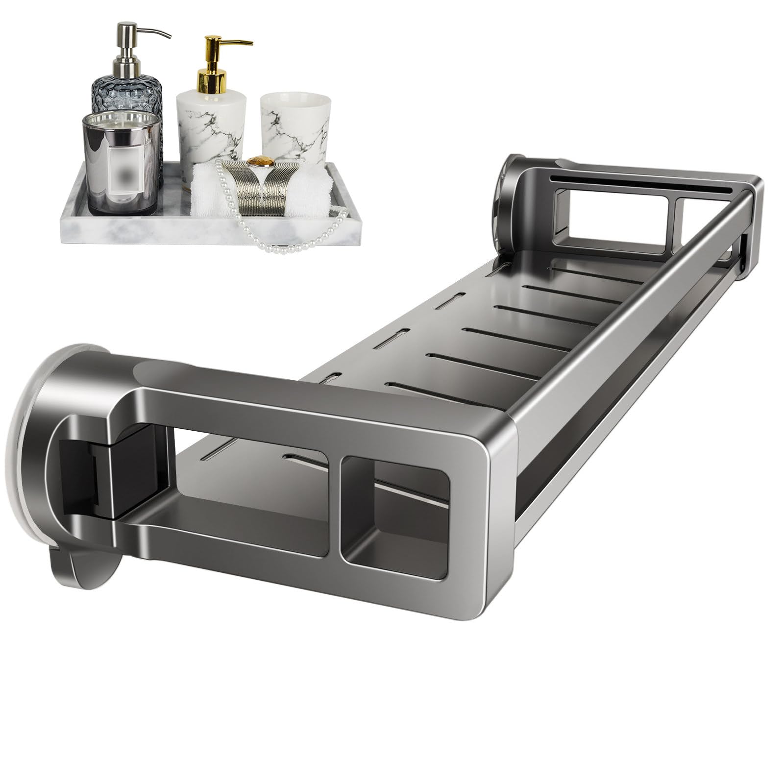 PetPhindU Concealed Suction Cup Wall Shelf No-Punch Storage Rack High Load Capacity for Bathroom Kitchen Shower Caddy Suction