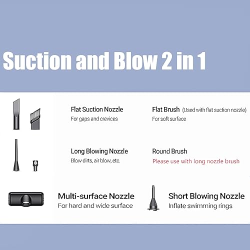 Miniatura 7 de Aspiradora de coche de alta potencia con batería de 4000 mAh, 25000 PA, potente aspirador y succión 2 en 1, la mejor aspiradora inalámbrica,