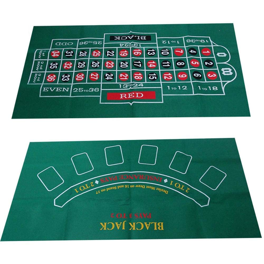 Roulette Tischdecke-wasserdichter Tisch mit Blackjack- und Roulette-doppelseitige Muster Spielkarten Tabelle Tuch-Filz für Casino Poker-Gaming-Tischdecken-Layout-Tischkarten