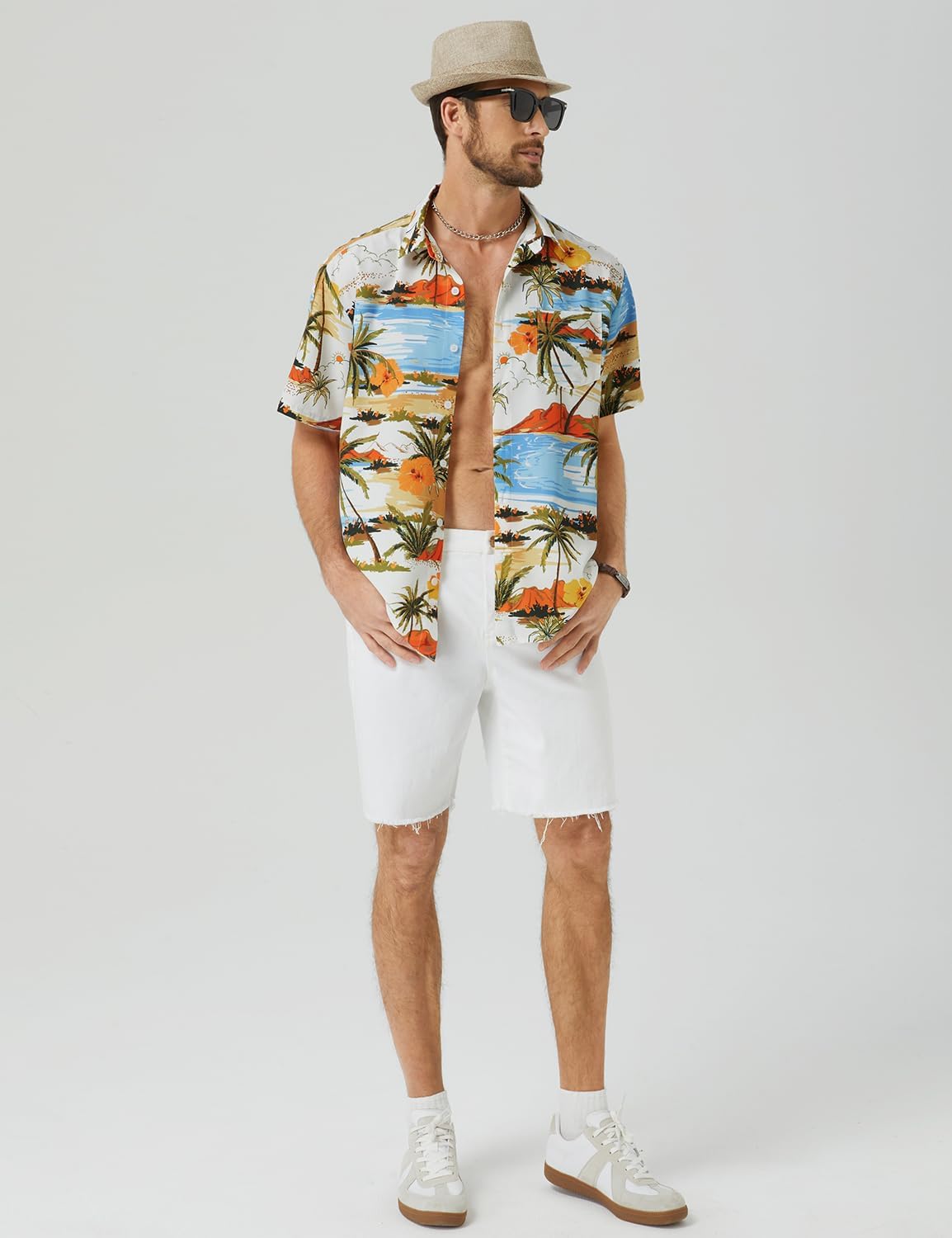 Hardaddy Men's Hawaiian Shirt Short Sleeves Coconut Printed Button Down Summer Beach Casual Shirts - Image 5