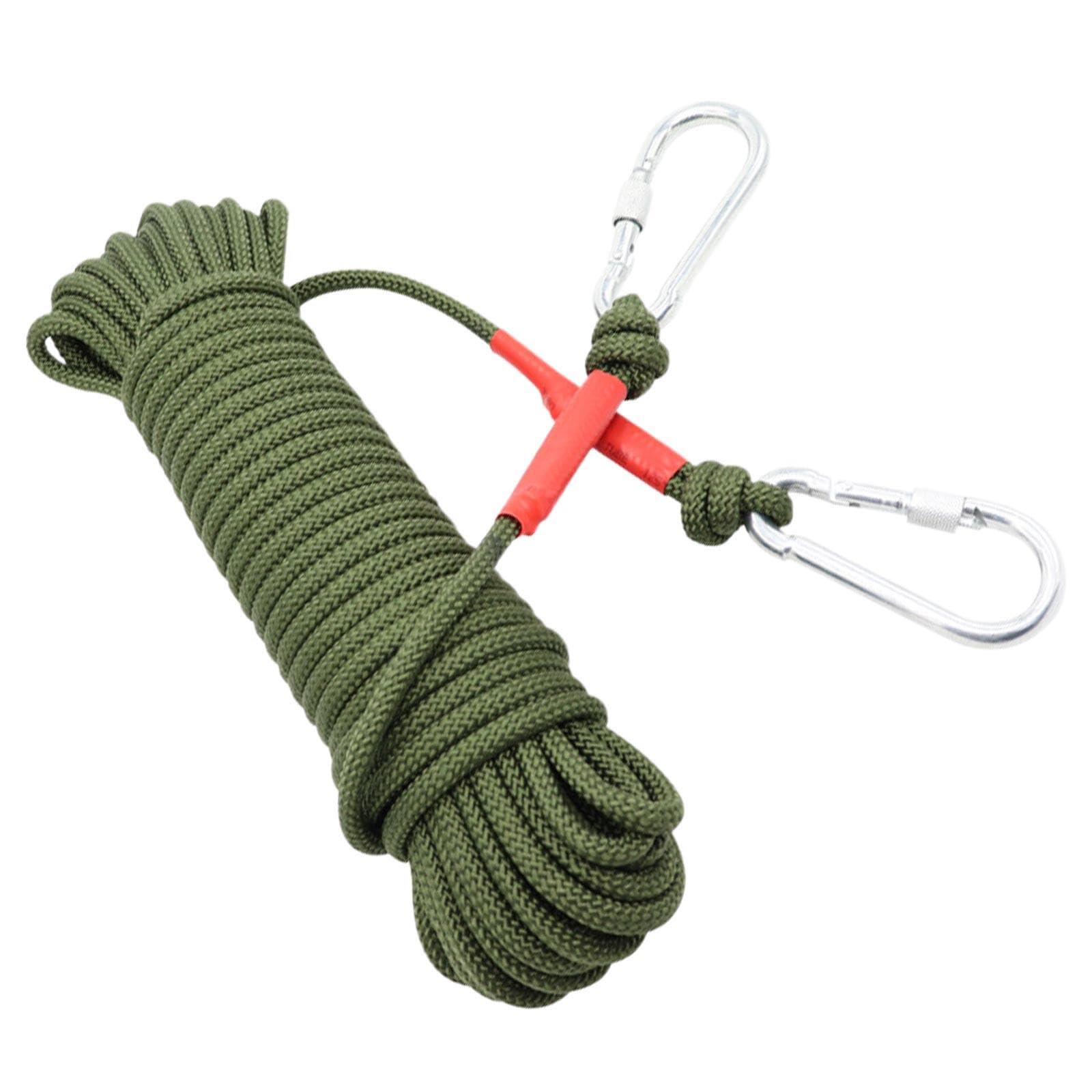 EMAGEREN Cordes Polypropylène 8mmx10m Avec 2 Mousquetons, Grosse Corde