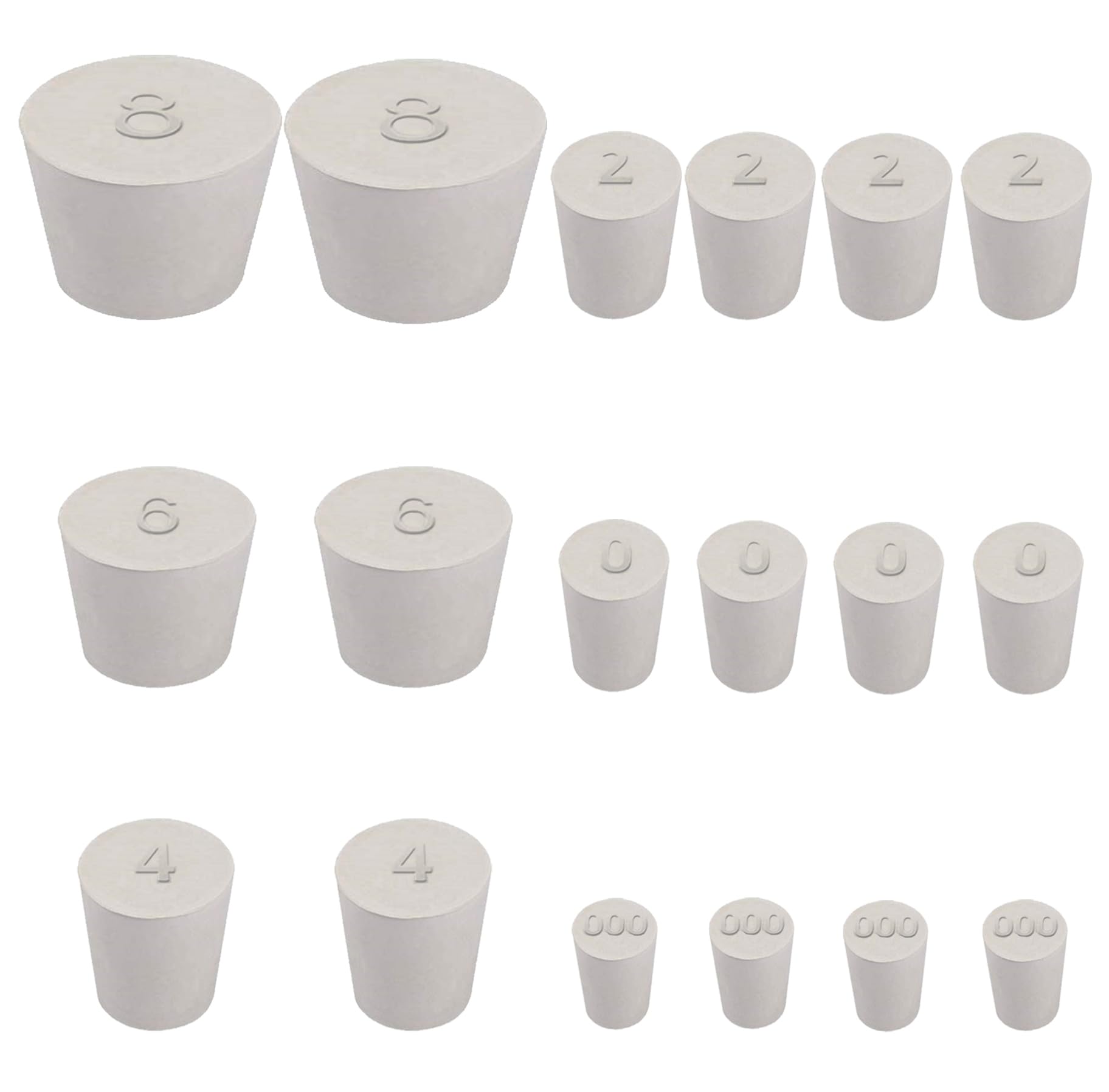 Solid Rubber Stopper,18 pcs White Rubber Corks Plugs Odor Control Pipe Tank Bottle Push-in Sealing Plug Widely Used in Pots for Plants, Salt,Pepper Shakers,Test Tube and Flasks