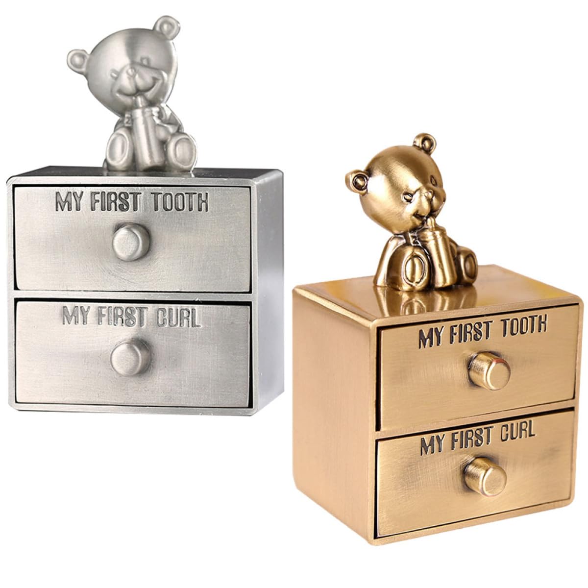 UKCOCO 2 Stück pack Metall Babyzahnbox Aufbewahrungsbox für Milchzähne und Erinnerungen Multifunktional zum Schutz und Geschenk zur Geburt für Babys