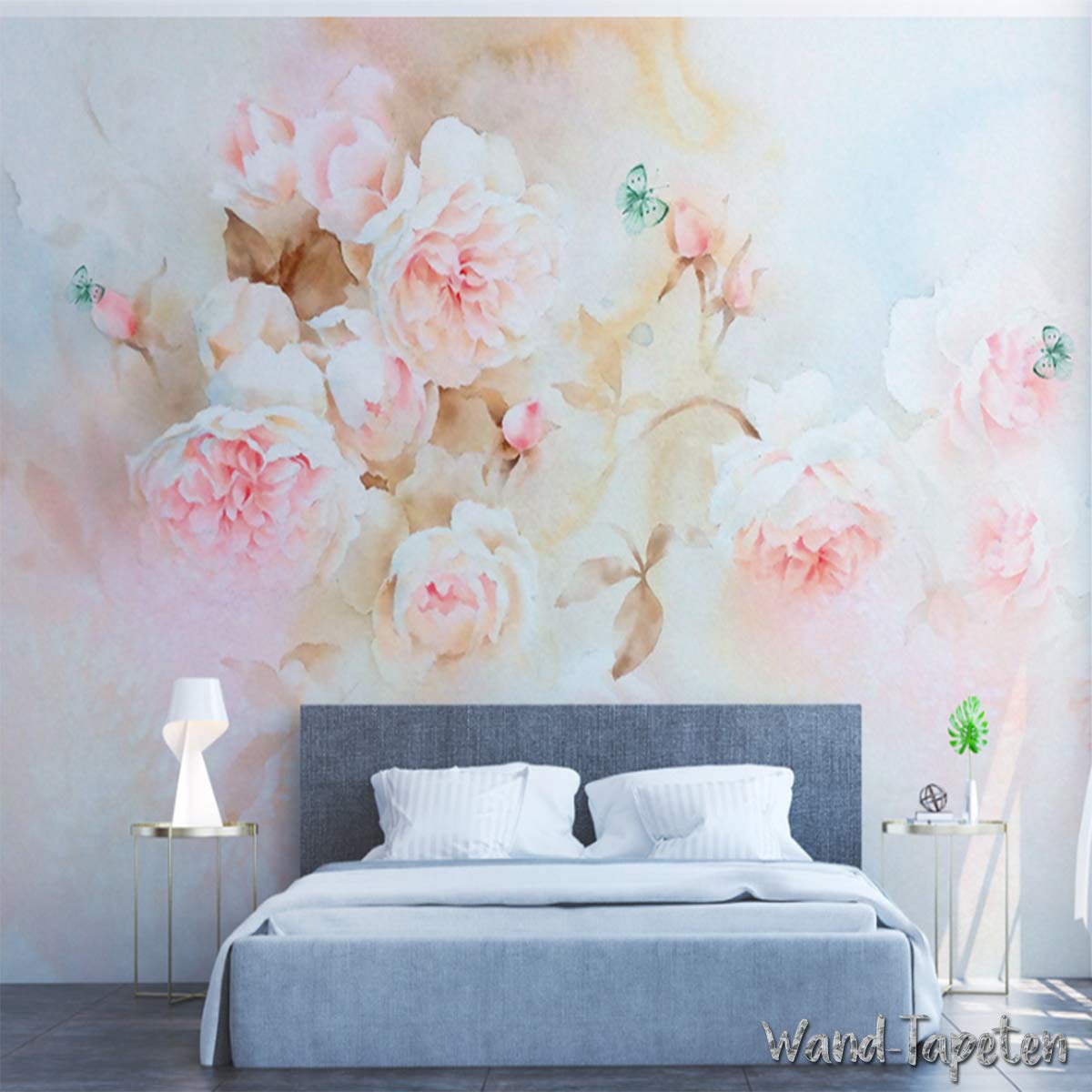 Vlies Fototapete Wandtapete Wandbilder Handgemalte Rosen Moderne Florale 3812 (300(B) x 210(H) cm)
