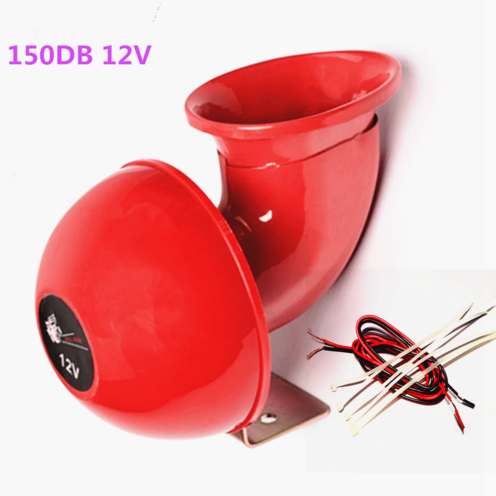 Bocina de coche Bocina eléctrica de coche roja 150db Altavoz Bocina de sonido de toro Bocina de metal ruidosa Bocina de camión a prueba de agua Bocina de aire Car Horn Para 12V Coche Barco etc