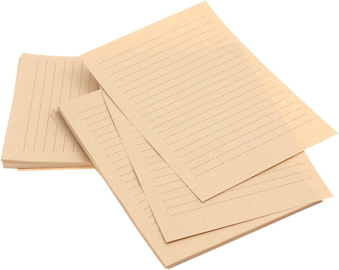 NUOLUX 100Pcs Vintage Kraft A5 Lined Letter Paper Retro Writing Paper for Home Office Stationary1