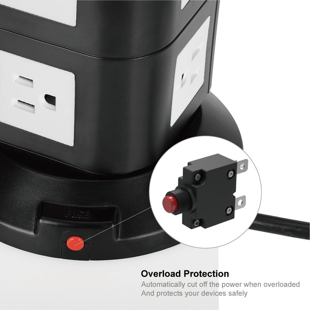 Blасk Frіdау 🔥 Power Strip Tower SAFEMORE Surge Protector Electric Charging Station 10 Outlets 4 USB Ports with 6.5ft Heavy Duty Long Extension Cord Convenient One-Way Push Button for Home Office Black+White Tор Rаtеd Power Strip Tower SAFEMORE Surge Protector Electric Charging Station 10 Outlets 4 USB Ports with 6.5ft Heavy Duty Long Extension Cord Convenient One-Way Push Button for Home Office Black+White